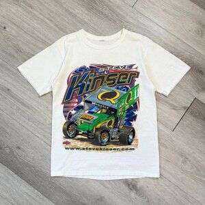 Rare Signed Steve Kinser The King Sprint Car Racing Men's White T-Shirt - Small